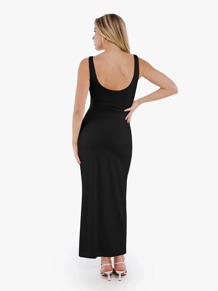 Shapewear Boatneck Draped Sculpting Maxi Dress - Modefluss