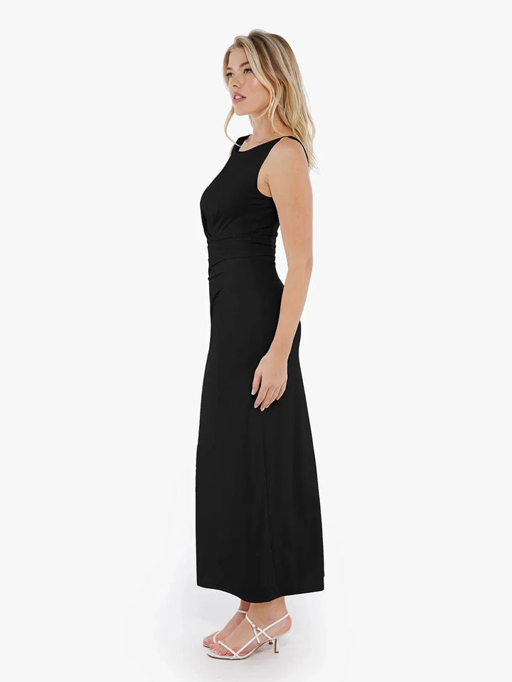 Shapewear Boatneck Draped Sculpting Maxi Dress - Modefluss