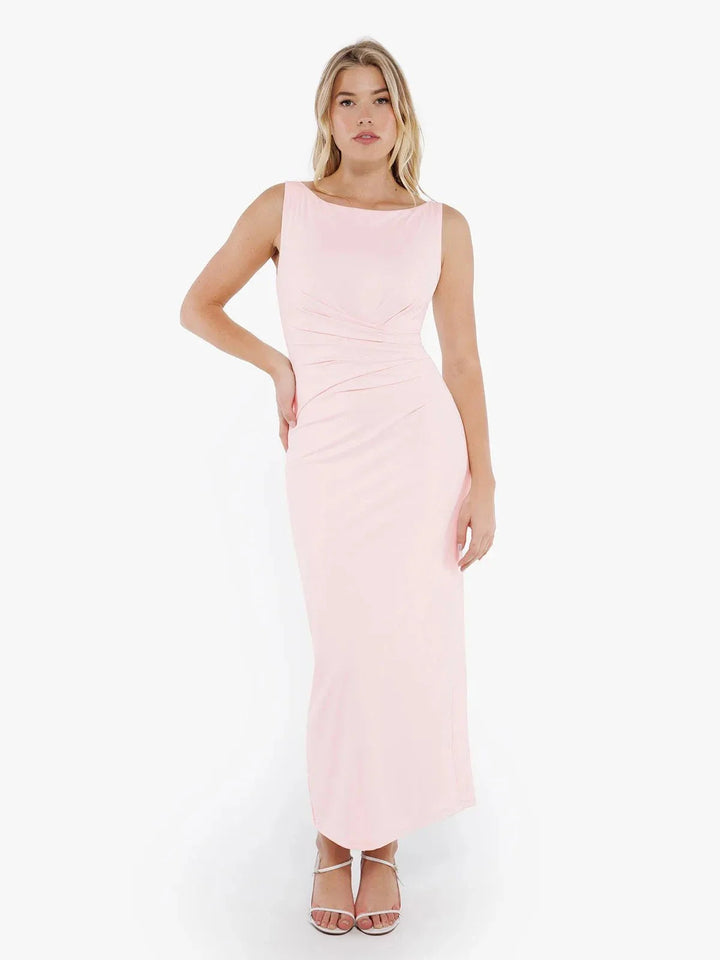 Shapewear Boatneck Draped Sculpting Maxi Dress - Modefluss