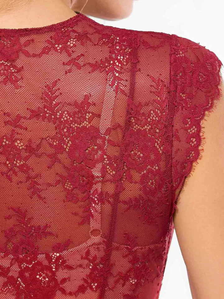 Shapewear Boho Floral Lace Front Slit Maxi Dress - Modefluss