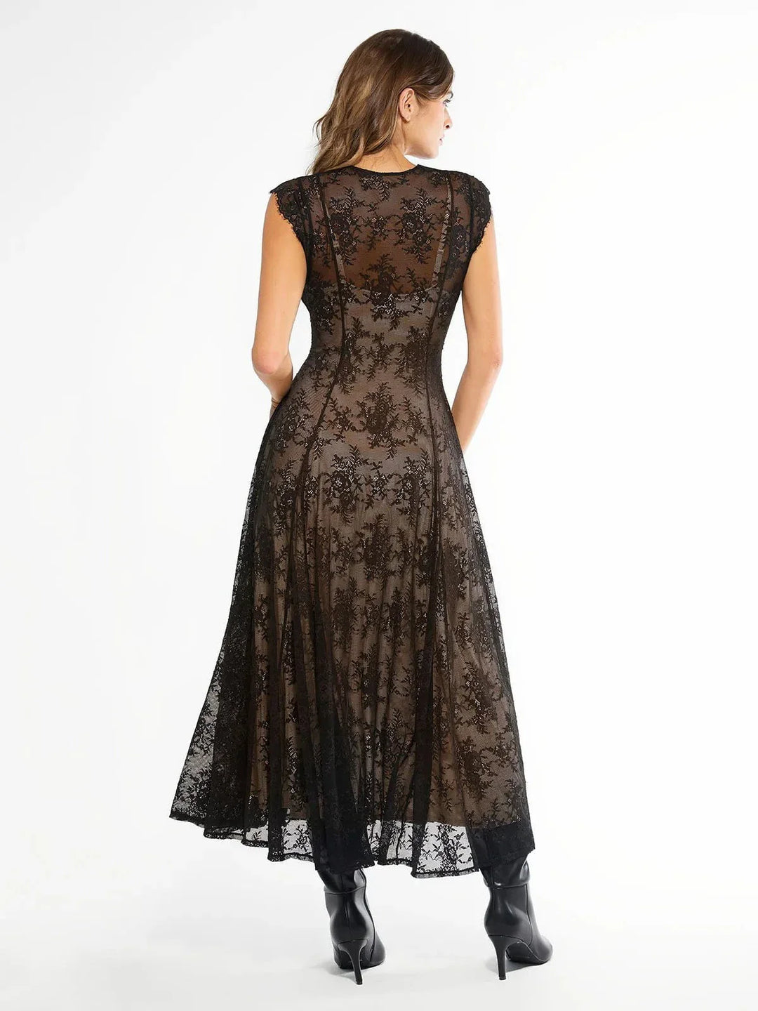 Shapewear Boho Floral Lace Front Slit Maxi Dress - Modefluss