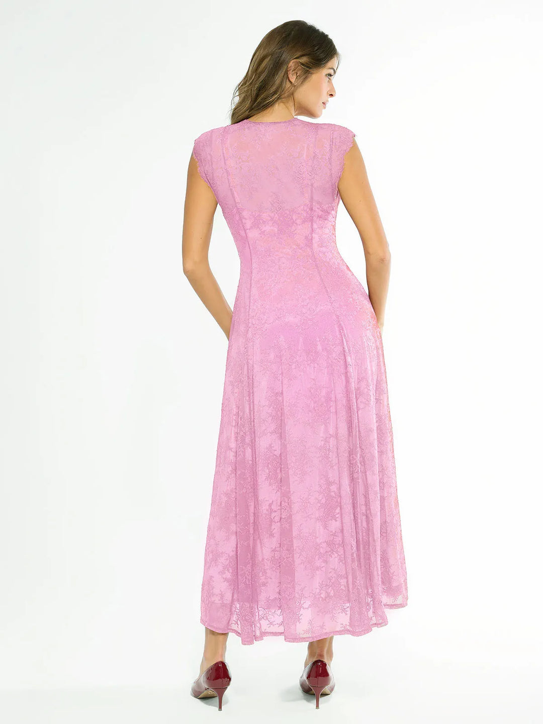 Shapewear Boho Floral Lace Front Slit Maxi Dress - Modefluss
