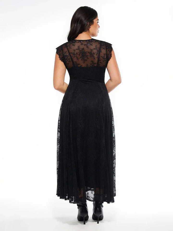 Shapewear Boho Floral Lace Front Slit Maxi Dress - Modefluss