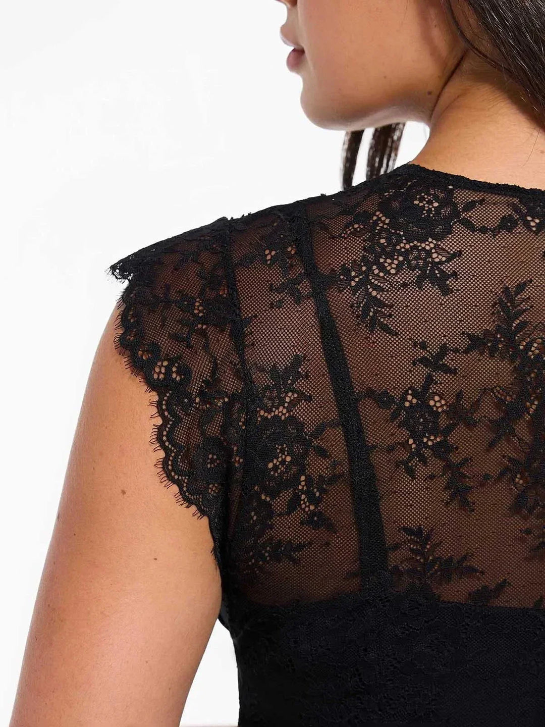 Shapewear Boho Floral Lace Front Slit Maxi Dress - Modefluss