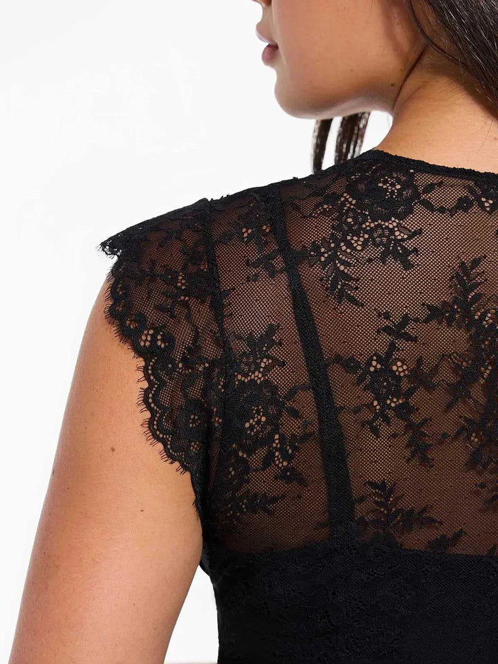 Shapewear Boho Floral Lace Front Slit Maxi Dress - Modefluss