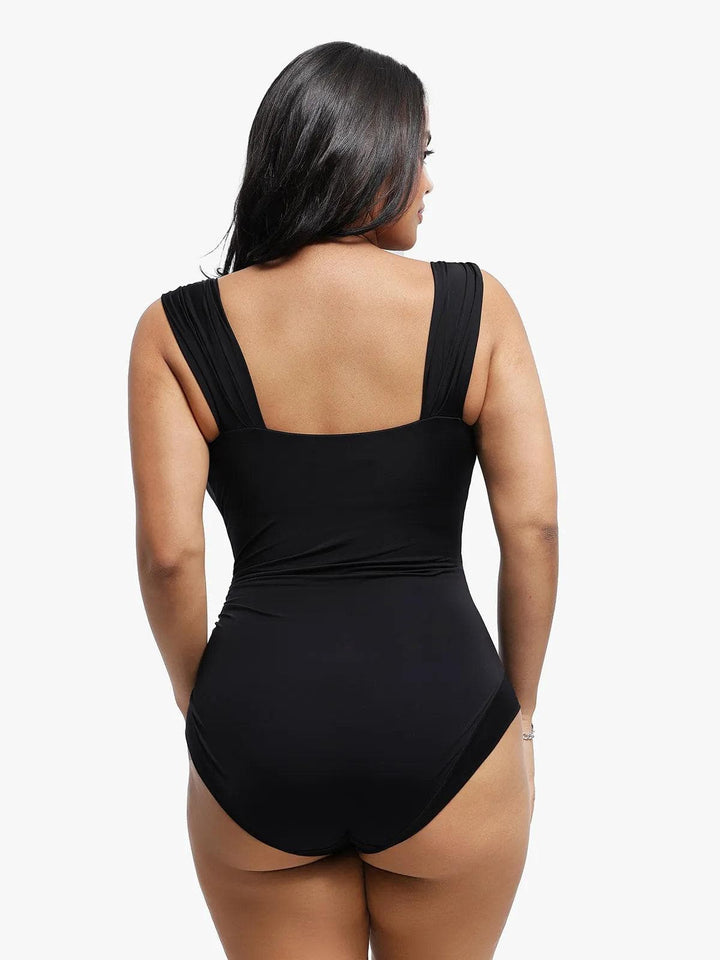 Shapewear Cap Sleeve Bodysuit Lace Fishtail Coverup Skirt Set