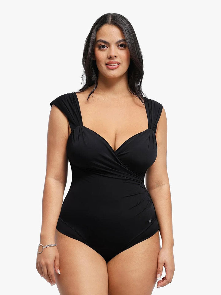 Shapewear Cap Sleeve Bodysuit Lace Fishtail Coverup Skirt Set