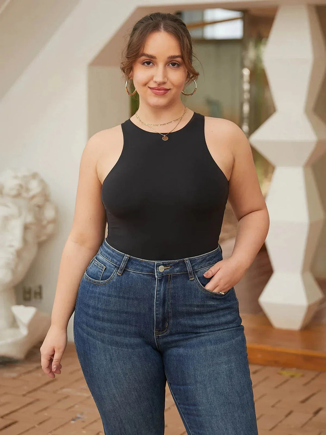 Shapewear Cloudsense Sleeveless Cutaway Round Neck Bodysuit - Modefluss