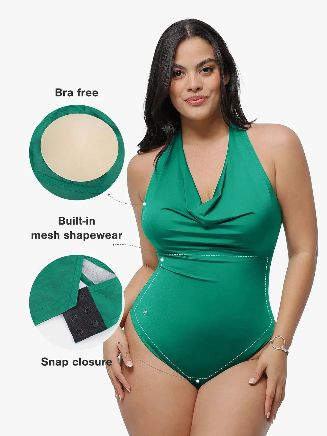 Shapewear Cowl Neck Halter Tummy Control Bodysuit - Modefluss