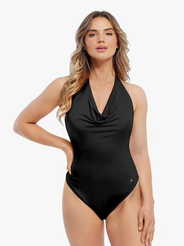 Shapewear Cowl Neck Halter Tummy Control Bodysuit - Modefluss