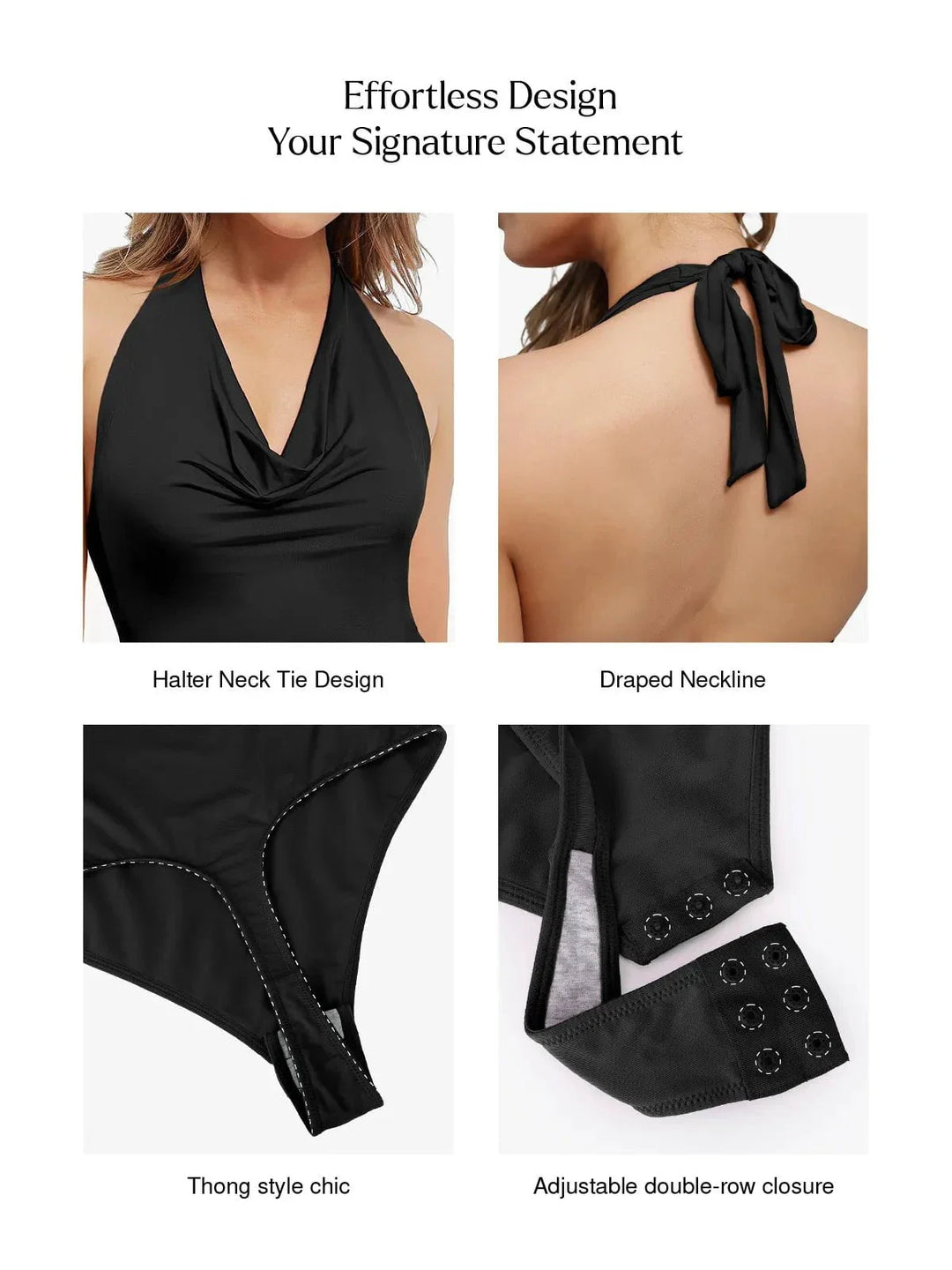 Shapewear Cowl Neck Halter Tummy Control Bodysuit - Modefluss