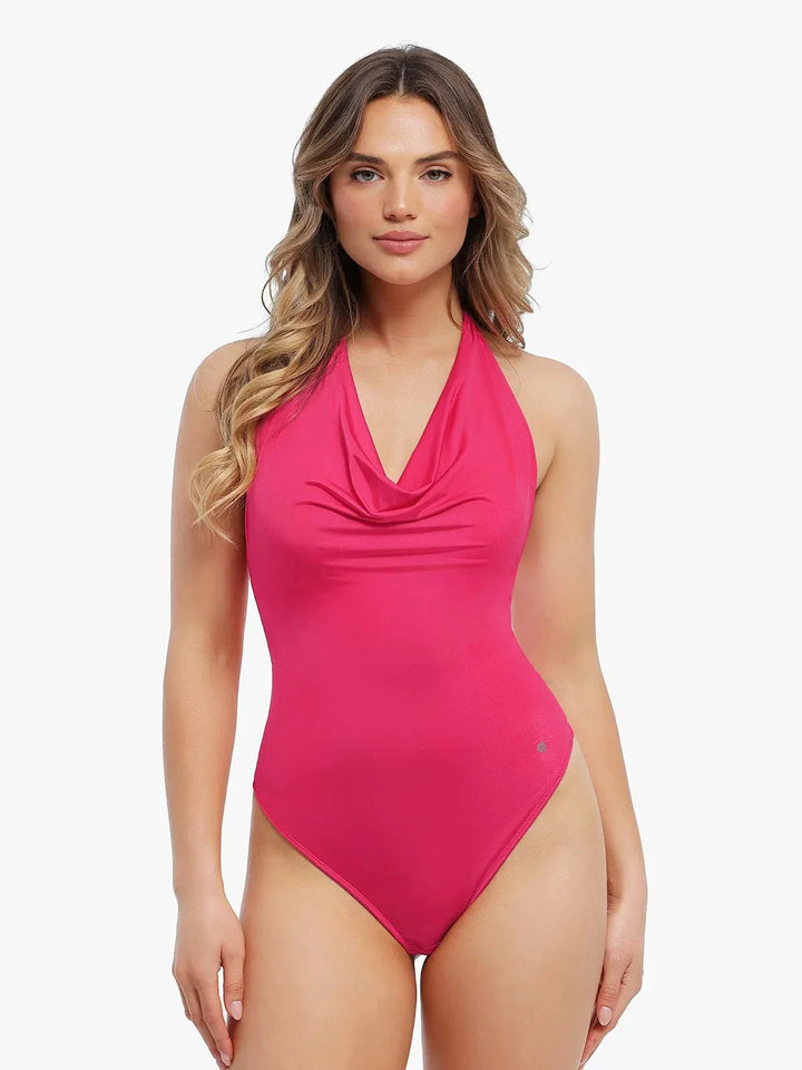Shapewear Cowl Neck Halter Tummy Control Bodysuit - Modefluss
