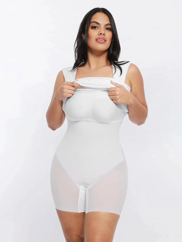 Shapewear Cut-in Square Neck Sculpting Midi Dress - Modefluss