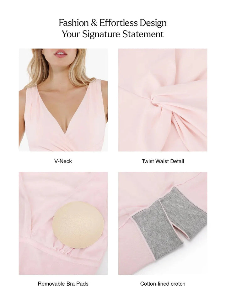 Shapewear Deep V-Neck Bias Twist Sculpting Mini Dress - Modefluss