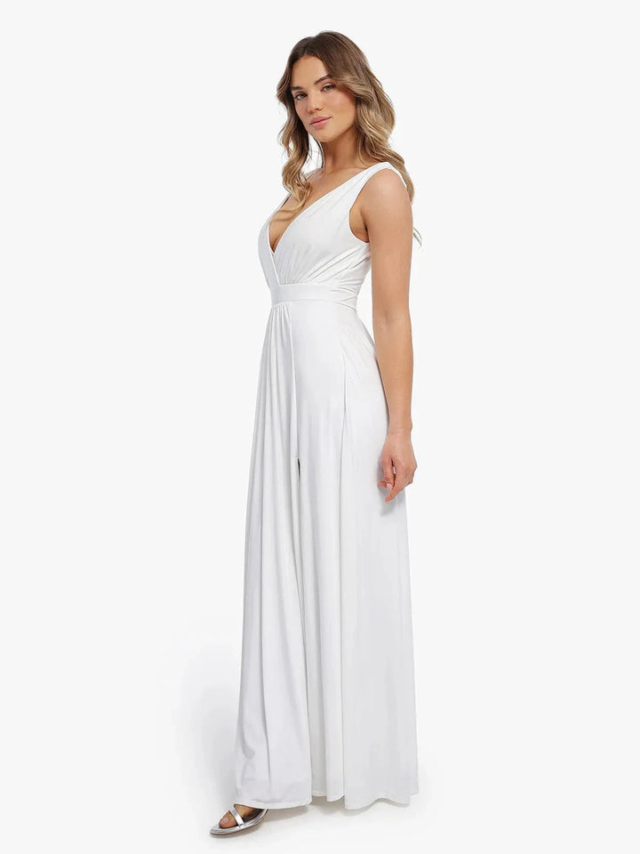 Shapewear Deep V-Neck Front Slit Goddess Maxi Dress - Modefluss