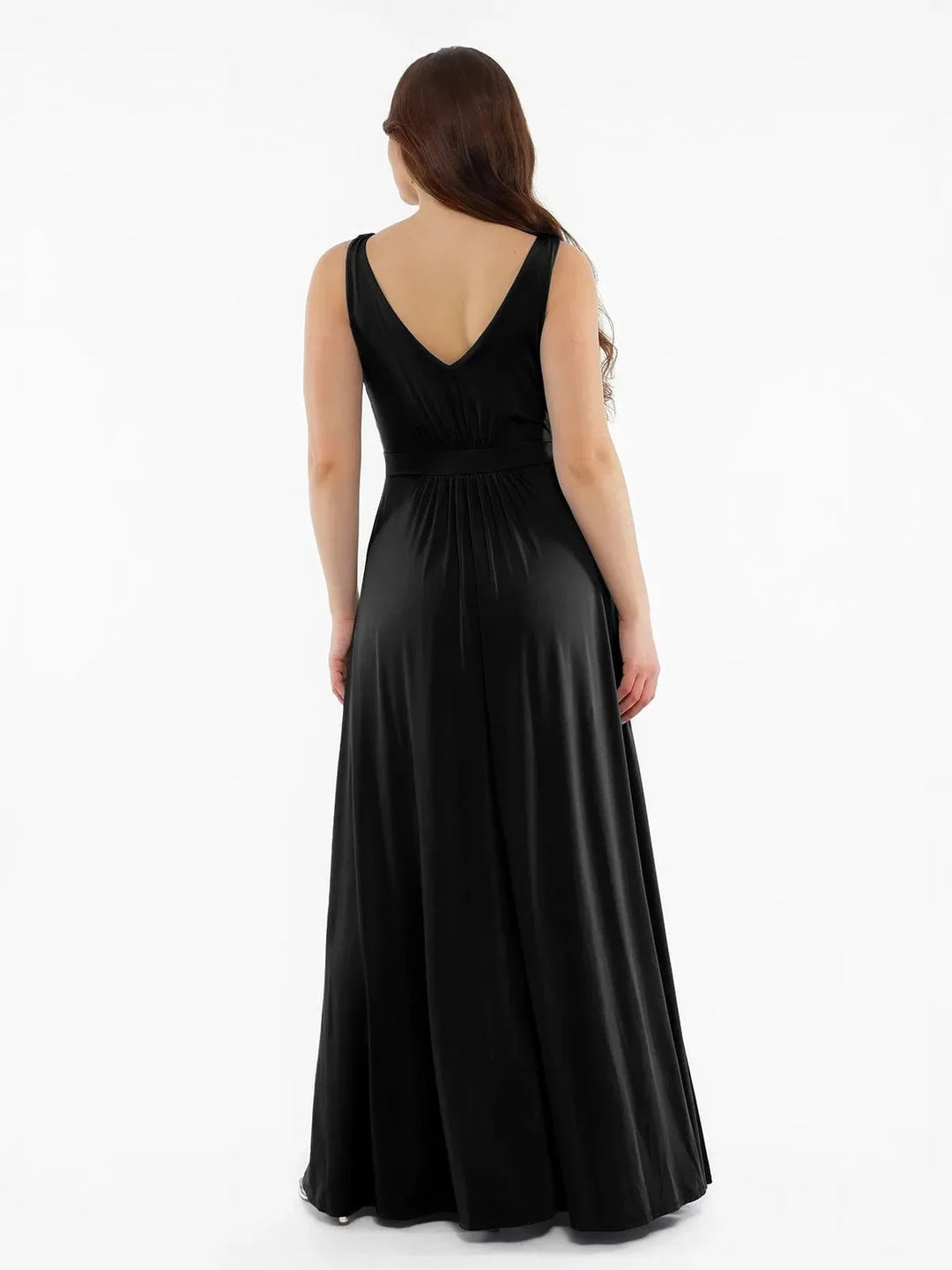 Shapewear Deep V-Neck Front Slit Goddess Maxi Dress - Modefluss