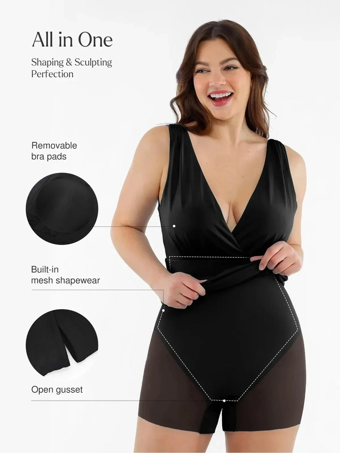 Shapewear Deep V-Neck Front Slit Goddess Maxi Dress - Modefluss