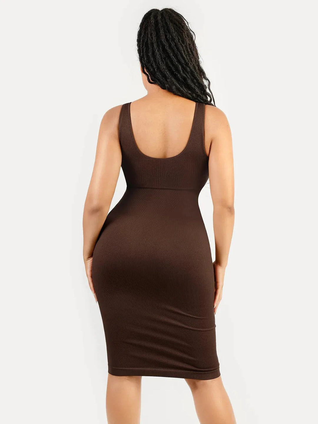 Shapewear Deep V-Neck Tummy Control Midi Dress - Modefluss