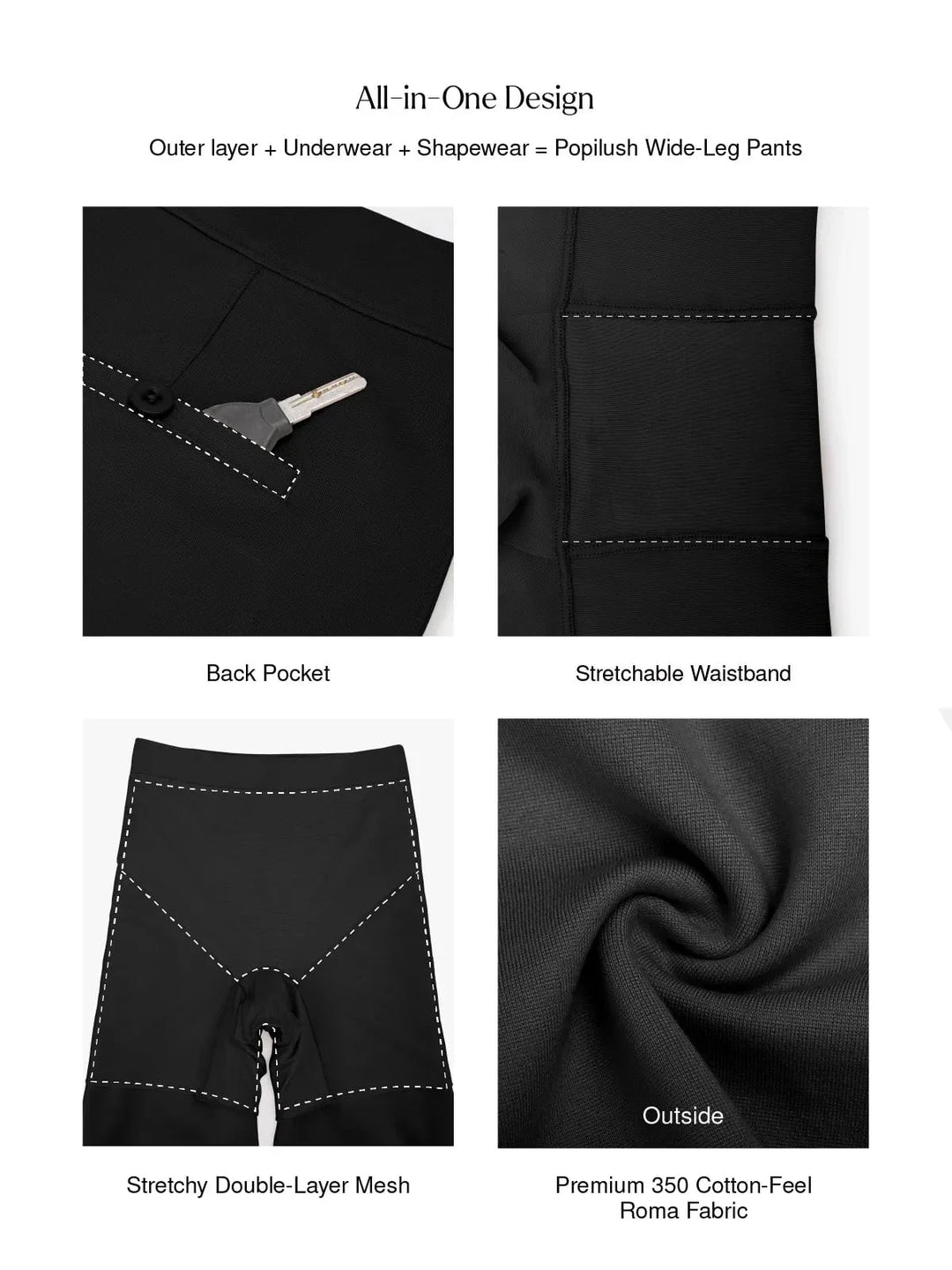 Shapewear Executive High Waisted Wide-Leg Ponte Pants - Modefluss