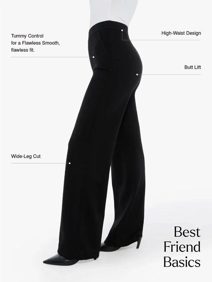 Shapewear Executive High Waisted Wide-Leg Ponte Pants - Modefluss
