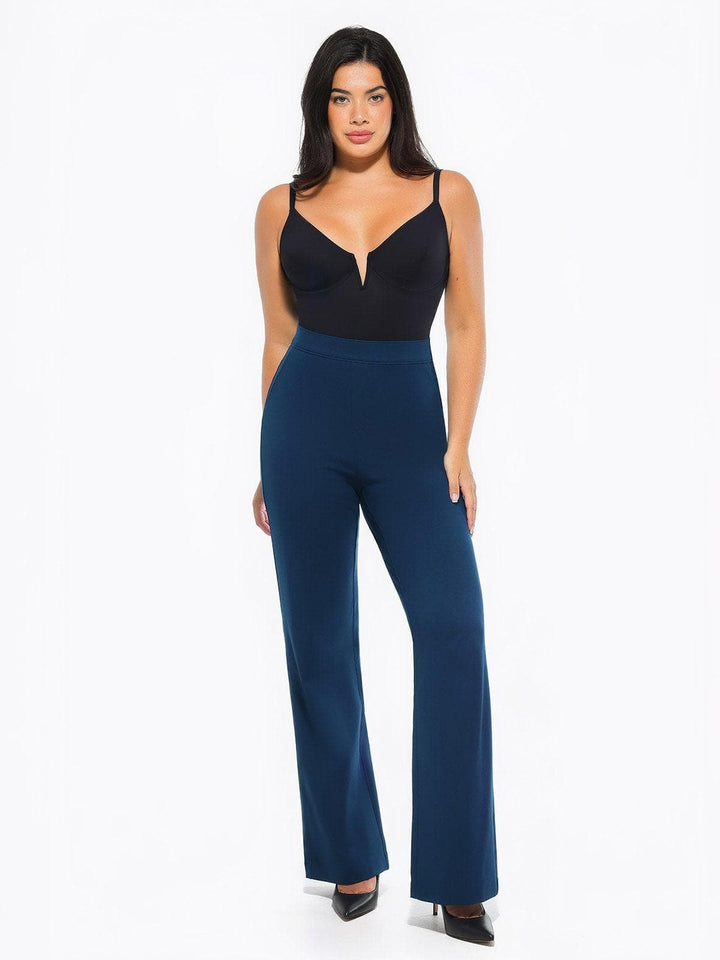 Shapewear Executive High Waisted Wide-Leg Ponte Pants - Modefluss