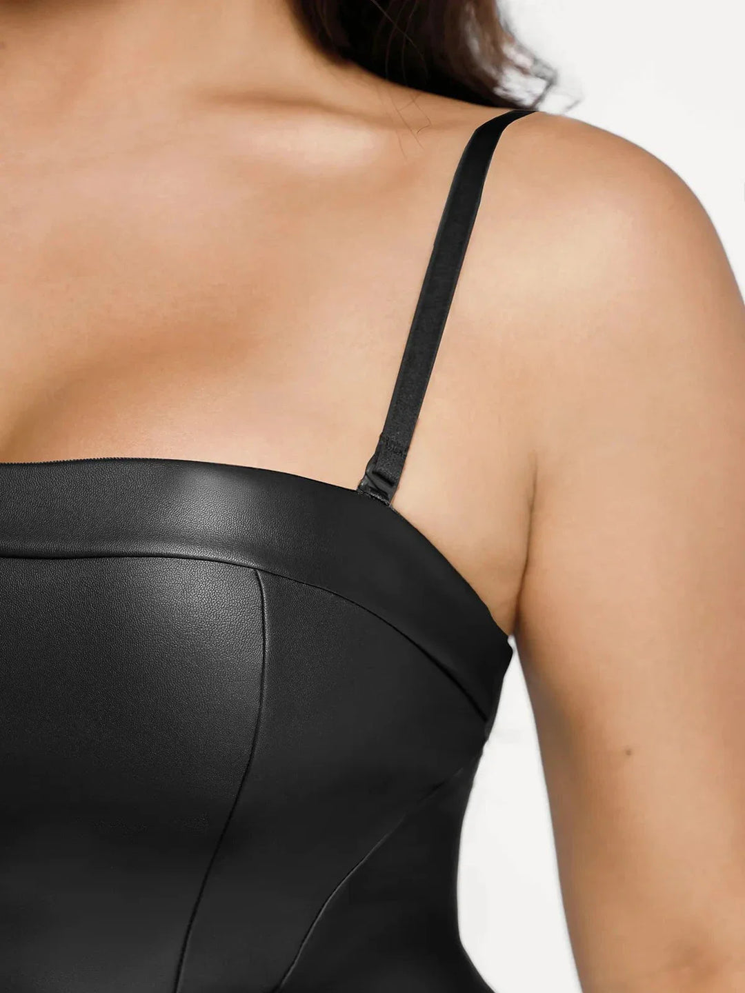 Shapewear Faux Leather Corset Bodice Slimming Jumpsuit - Modefluss