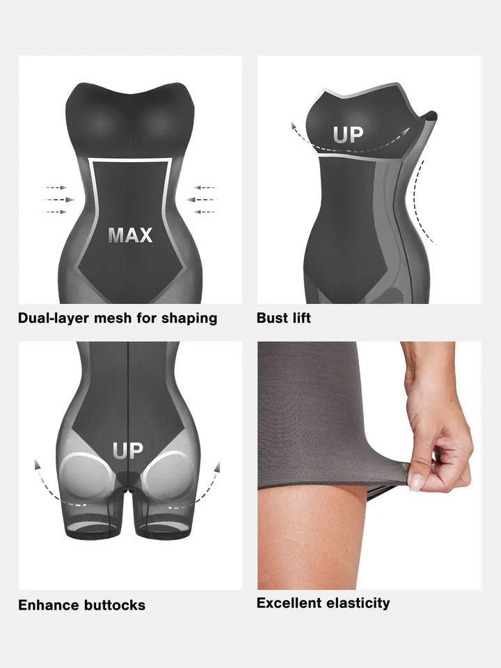 Shapewear Faux Leather Corset Bodice Slimming Jumpsuit - Modefluss