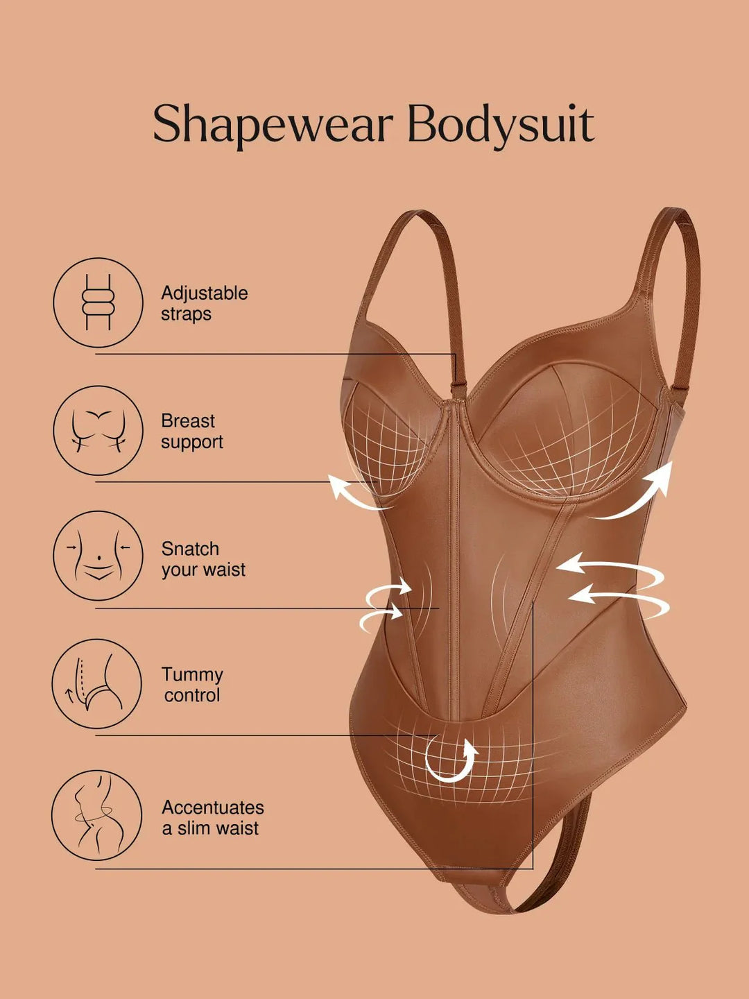 Body corset en similicuir effet sablier