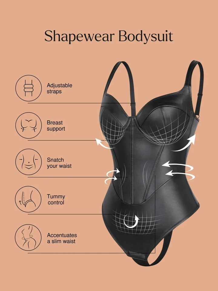 Body corset en similicuir effet sablier
