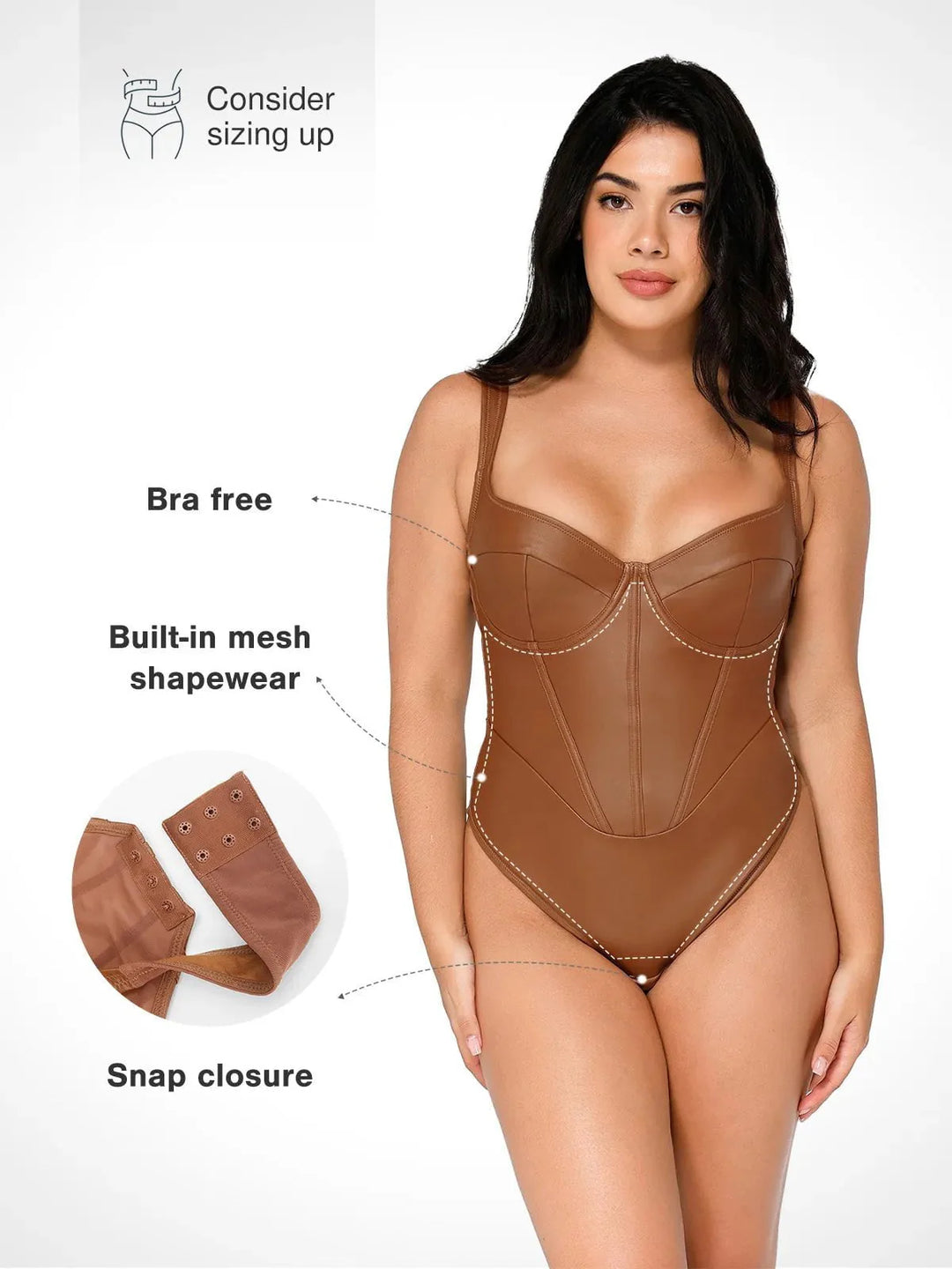 Body corset en similicuir effet sablier