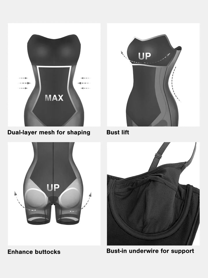 Shapewear Faux Leather Hourglass Corset Midi Dress - Modefluss