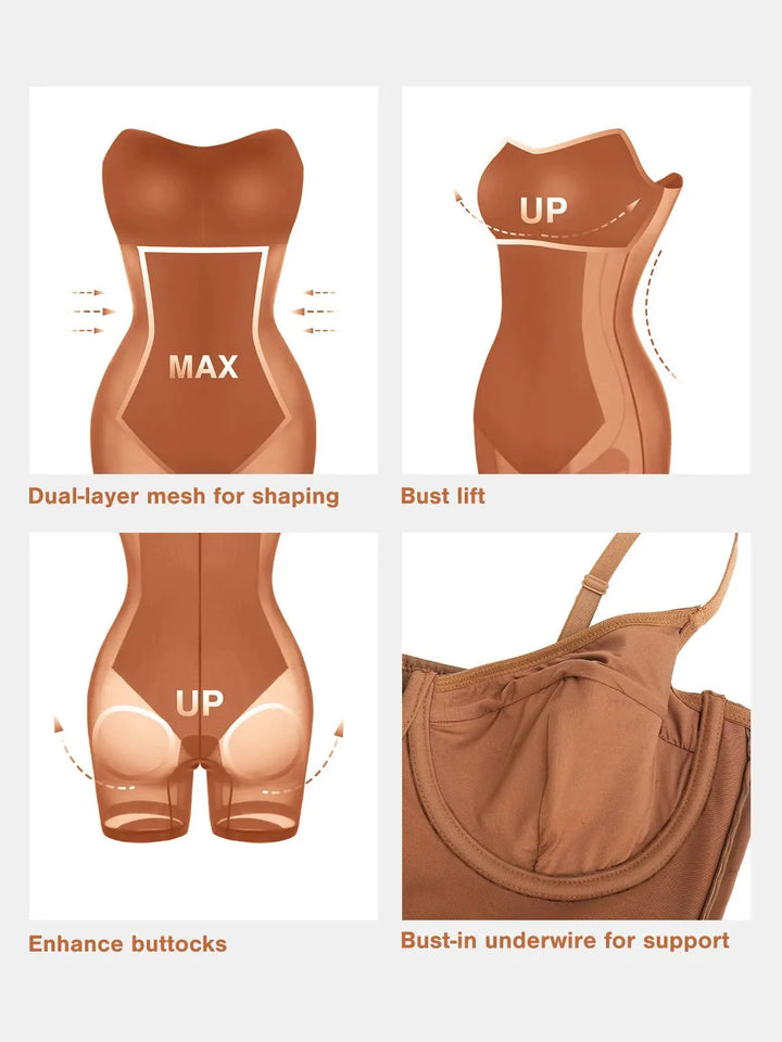Shapewear Faux Leather Hourglass Corset Midi Dress - Modefluss