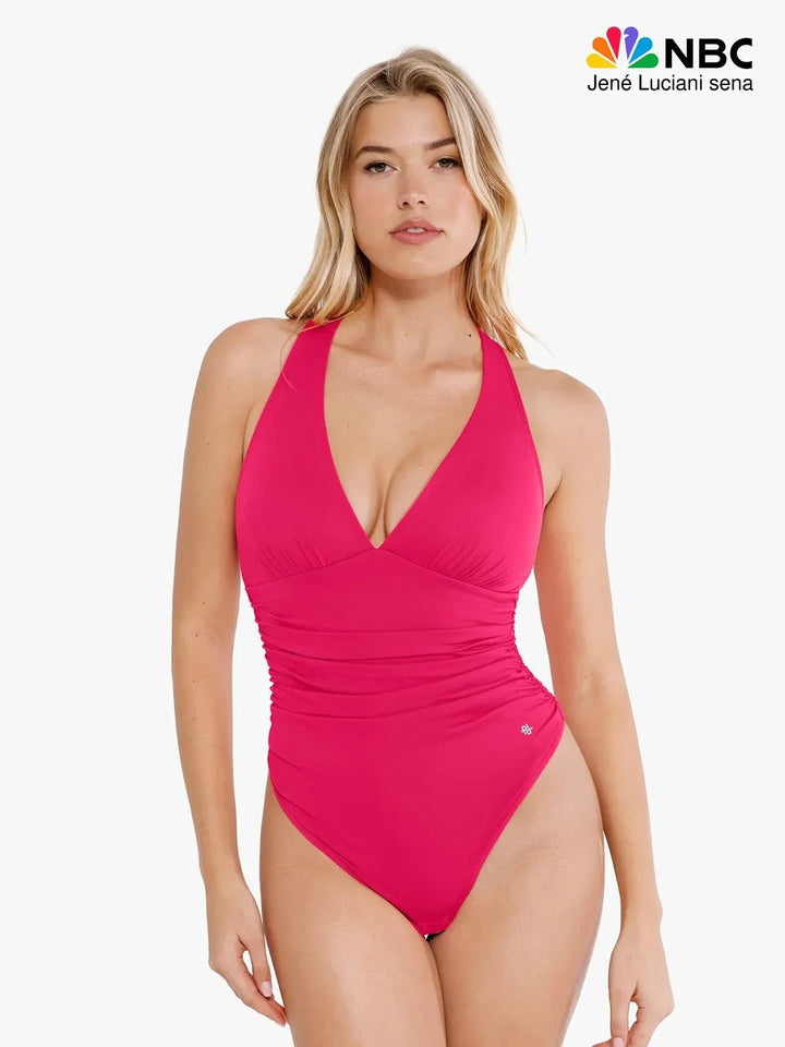 Shapewear Halter Cowl Neck Ruched Tummy Control Bodysuit - Modefluss