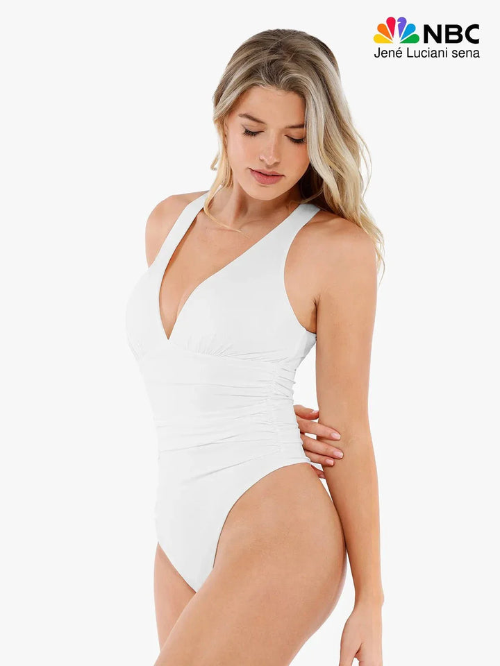 Shapewear Halter Cowl Neck Ruched Tummy Control Bodysuit - Modefluss