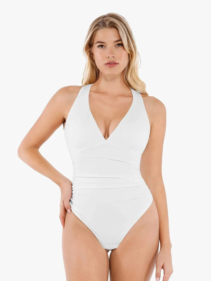 Shapewear Halter Cowl Neck Ruched Tummy Control Bodysuit - Modefluss