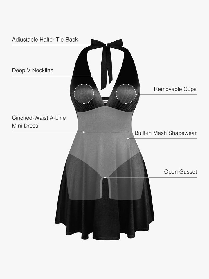 Shapewear Halter Fit & Flare Mini Dress - Modefluss