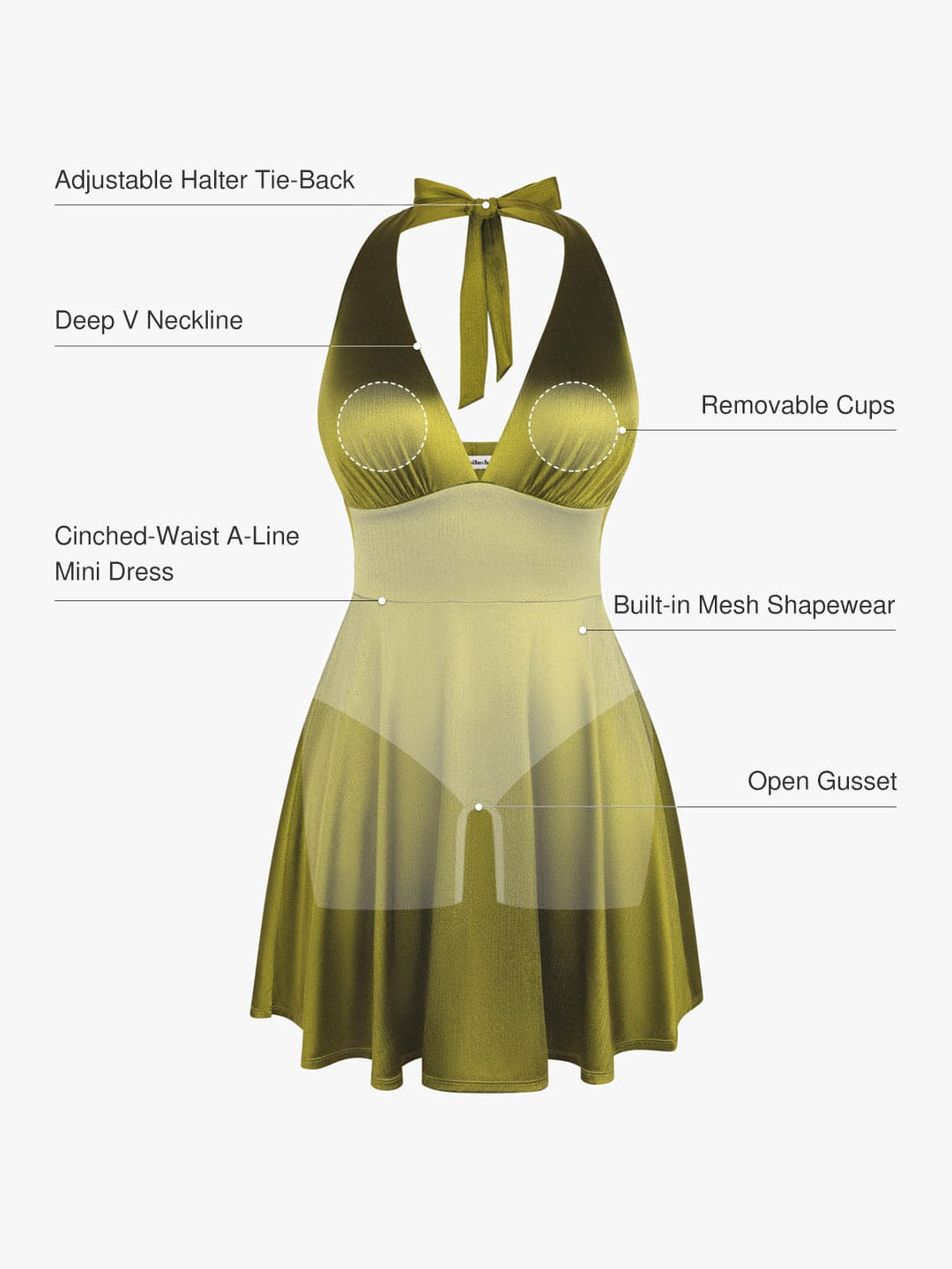 Shapewear Halter Fit & Flare Mini Dress - Modefluss