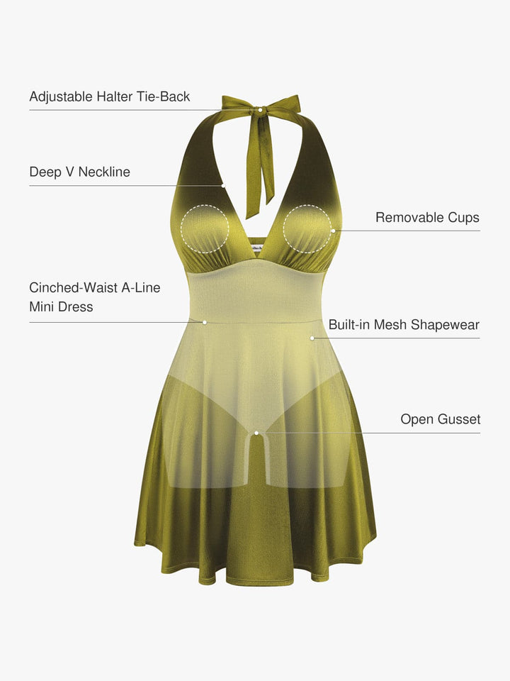Shapewear Halter Fit & Flare Mini Dress - Modefluss