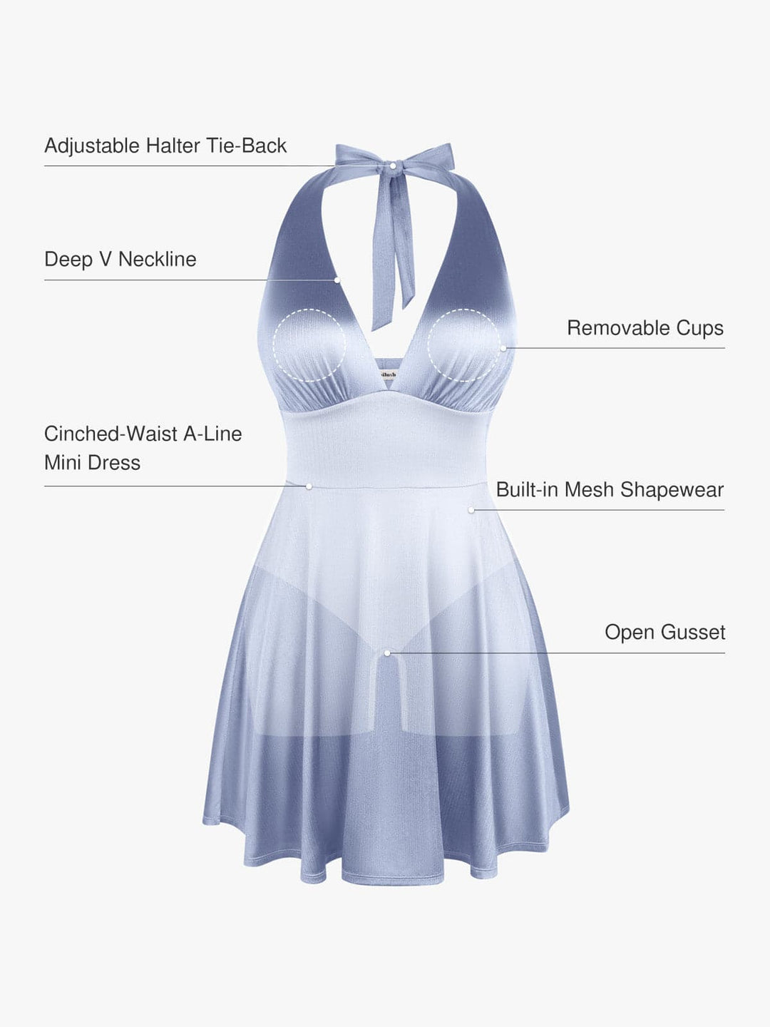 Shapewear Halter Fit & Flare Mini Dress - Modefluss