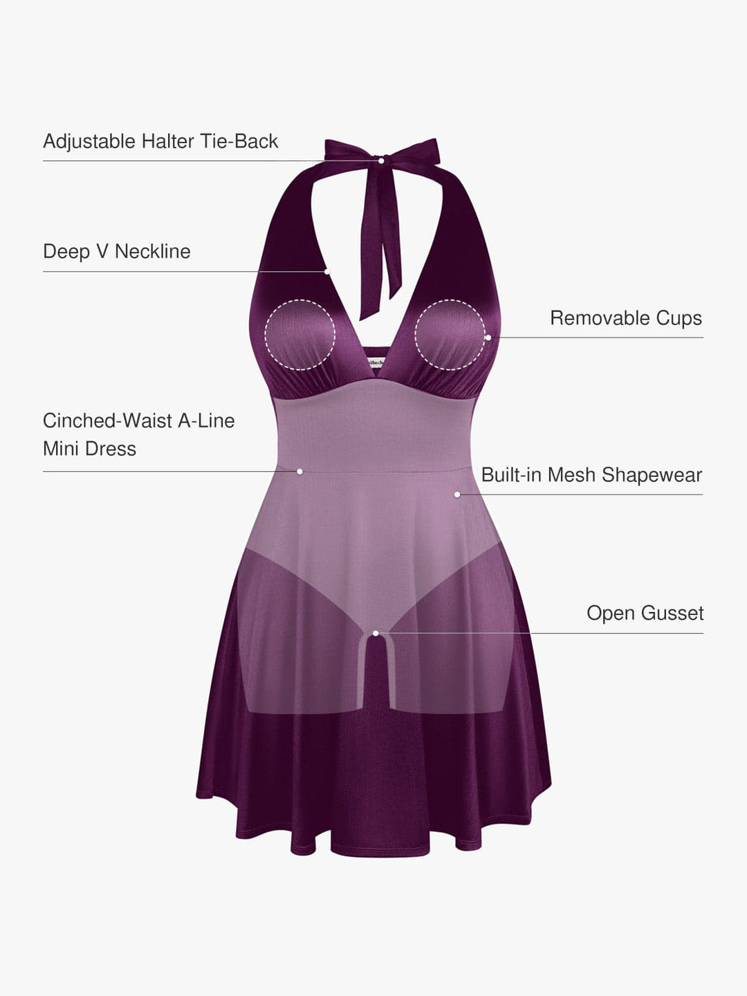 Shapewear Halter Fit & Flare Mini Dress - Modefluss