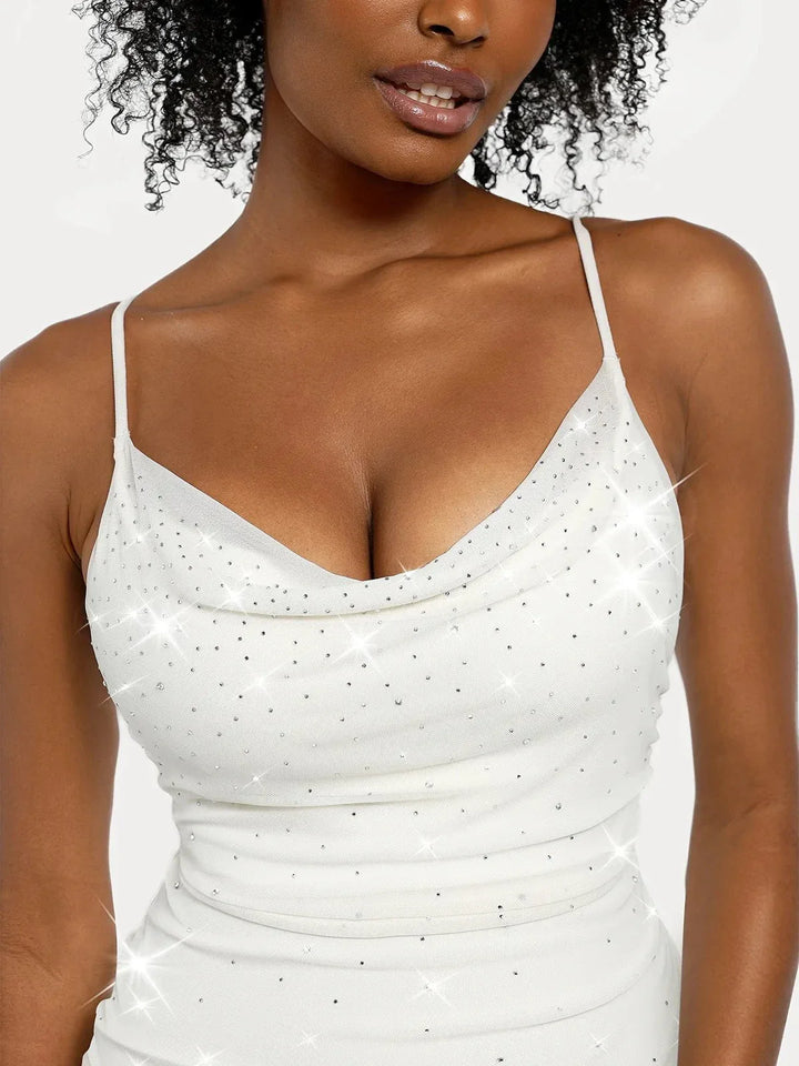 Shapewear Heat-Set Crystal Mesh Slimming Maxi Slip Dress - Modefluss