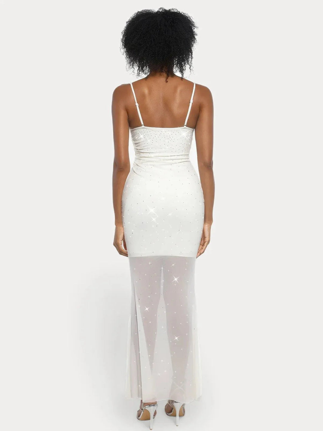 Shapewear Heat-Set Crystal Mesh Slimming Maxi Slip Dress - Modefluss