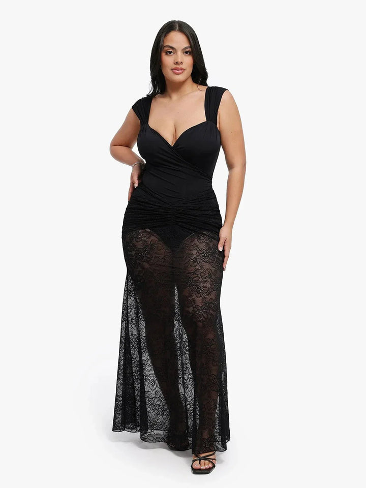 Shapewear Lace Fishtail Coverup Maxi Skirt