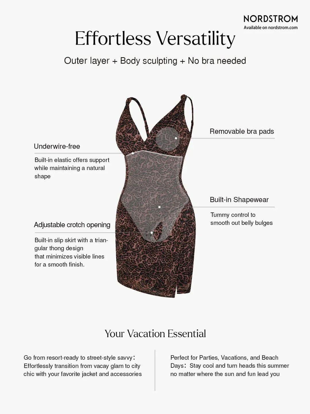 Shapewear Leopard Sculpting Side Slit Mini Dress - Modefluss