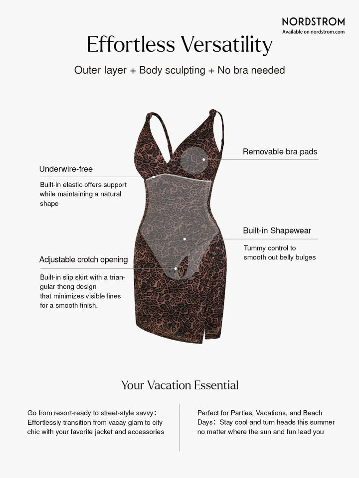 Shapewear Leopard Sculpting Side Slit Mini Dress - Modefluss