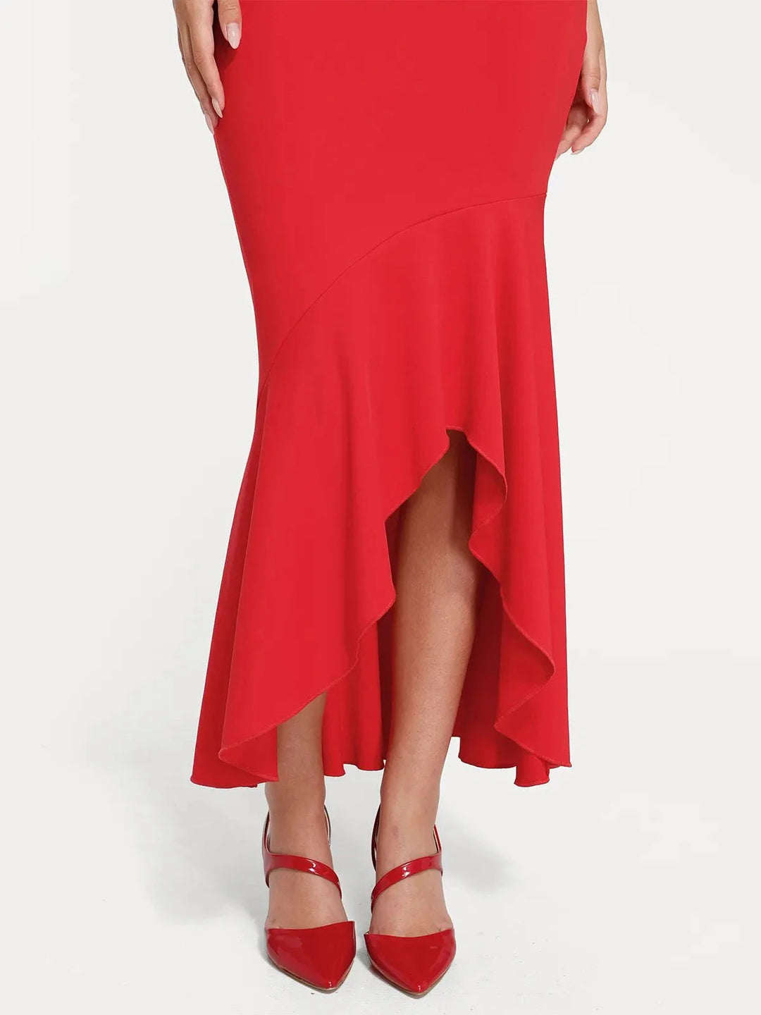 Shapewear Long Sleeve Lace Trim Sculpting Mermaid Maxi Dress - Modefluss
