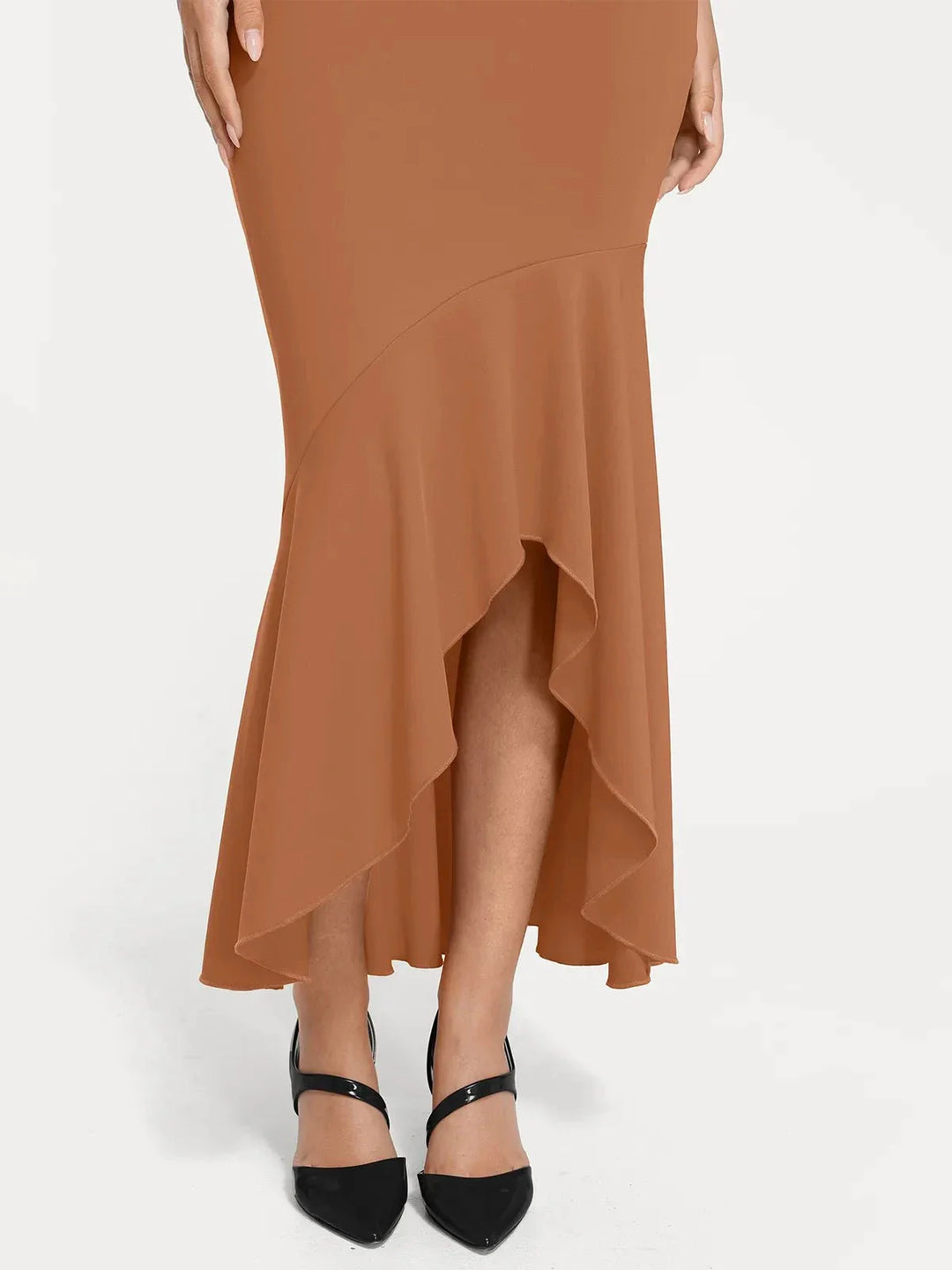 Shapewear Long Sleeve Lace Trim Sculpting Mermaid Maxi Dress - Modefluss