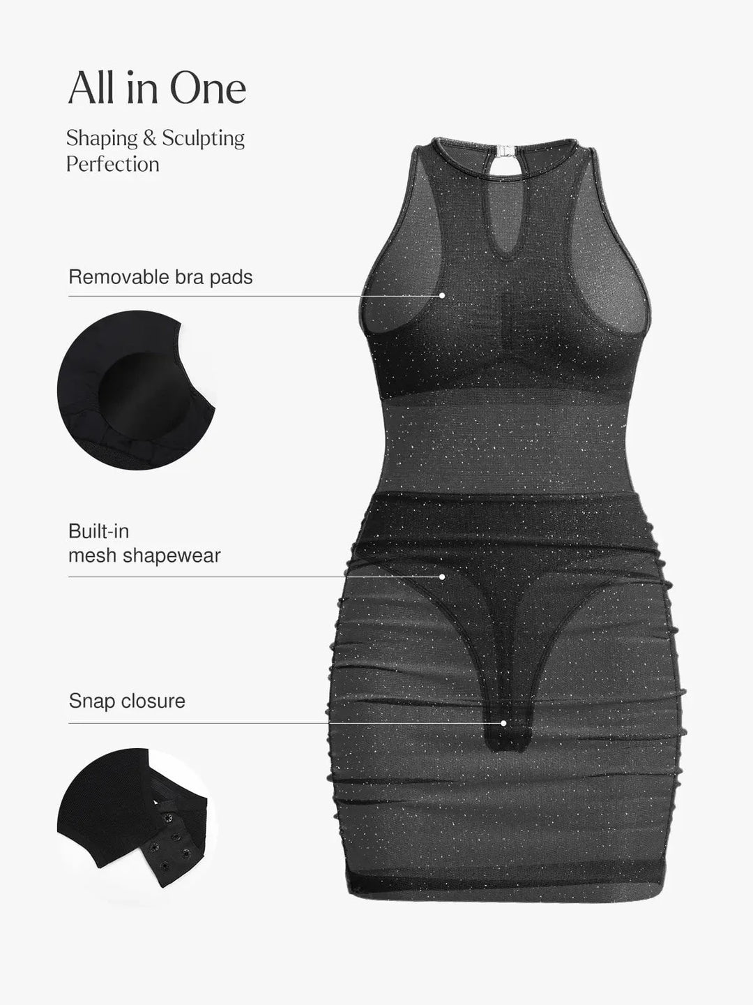 Shapewear Metallic Sculpting Dress - Modefluss