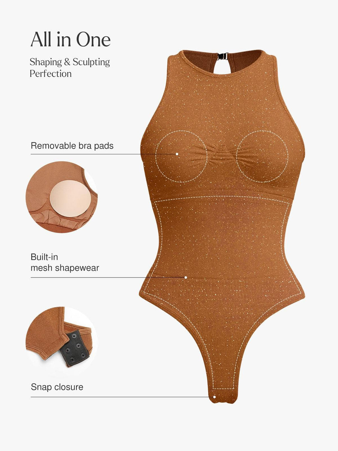 Shapewear Metallic Seamless Tummy-Control Bodysuit - Modefluss