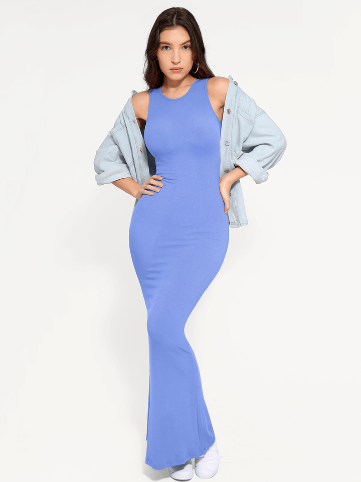 Shapewear Modal Sleeveless Crew Neck Slimming Maxi Dress - Modefluss